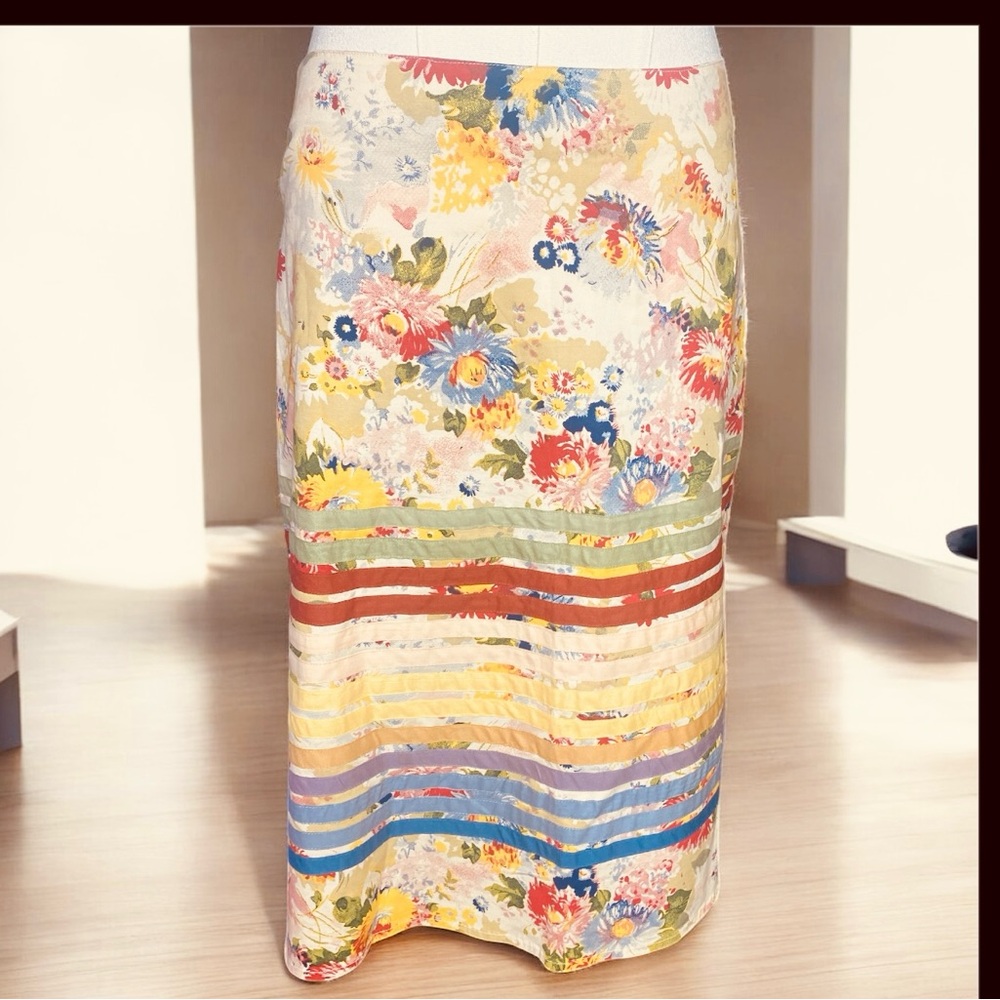 Odille Anthropologie Floral Print
Fringe Tiered Mini Skirt Size 2